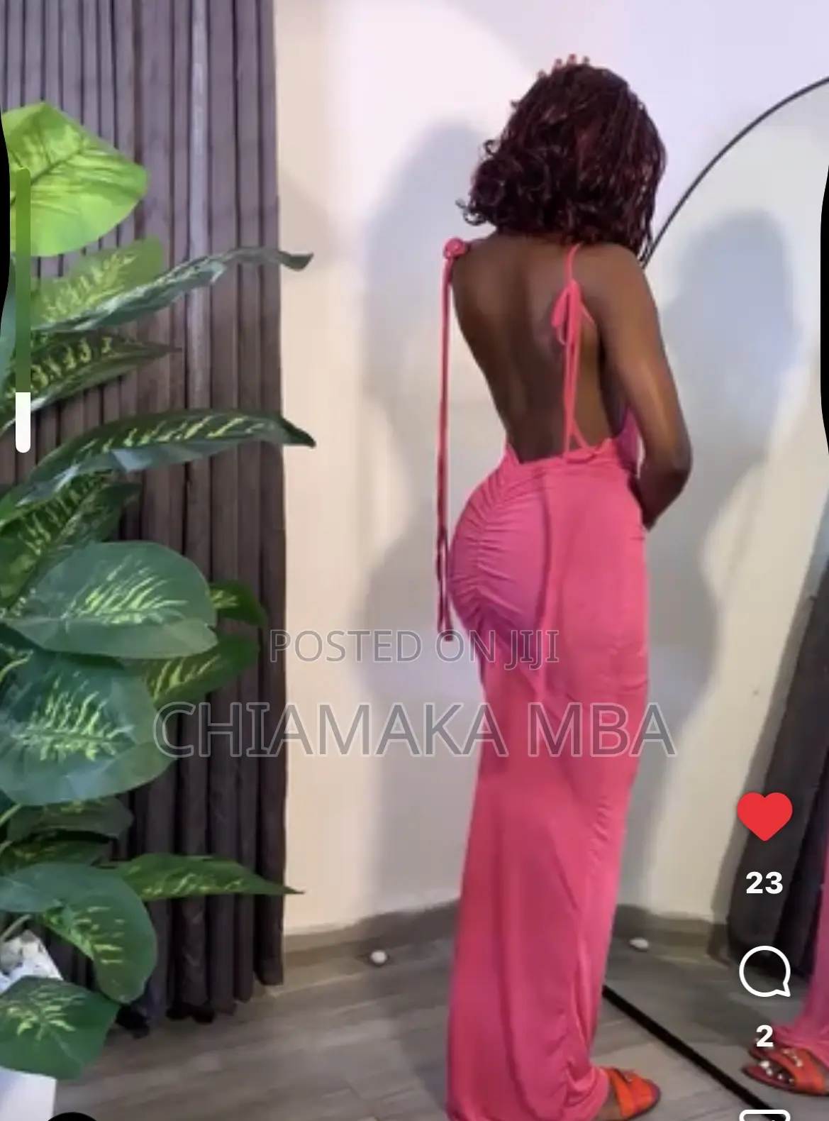 Pink Spaghetti Strap Backless Maxi Dress - Size 8