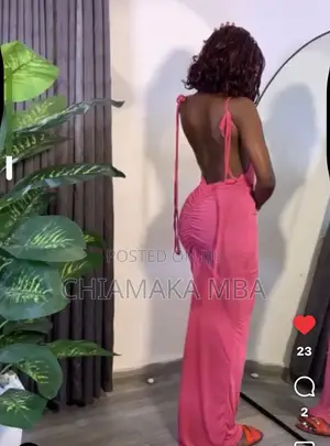 Pink Spaghetti Strap Backless Maxi Dress - Size 8