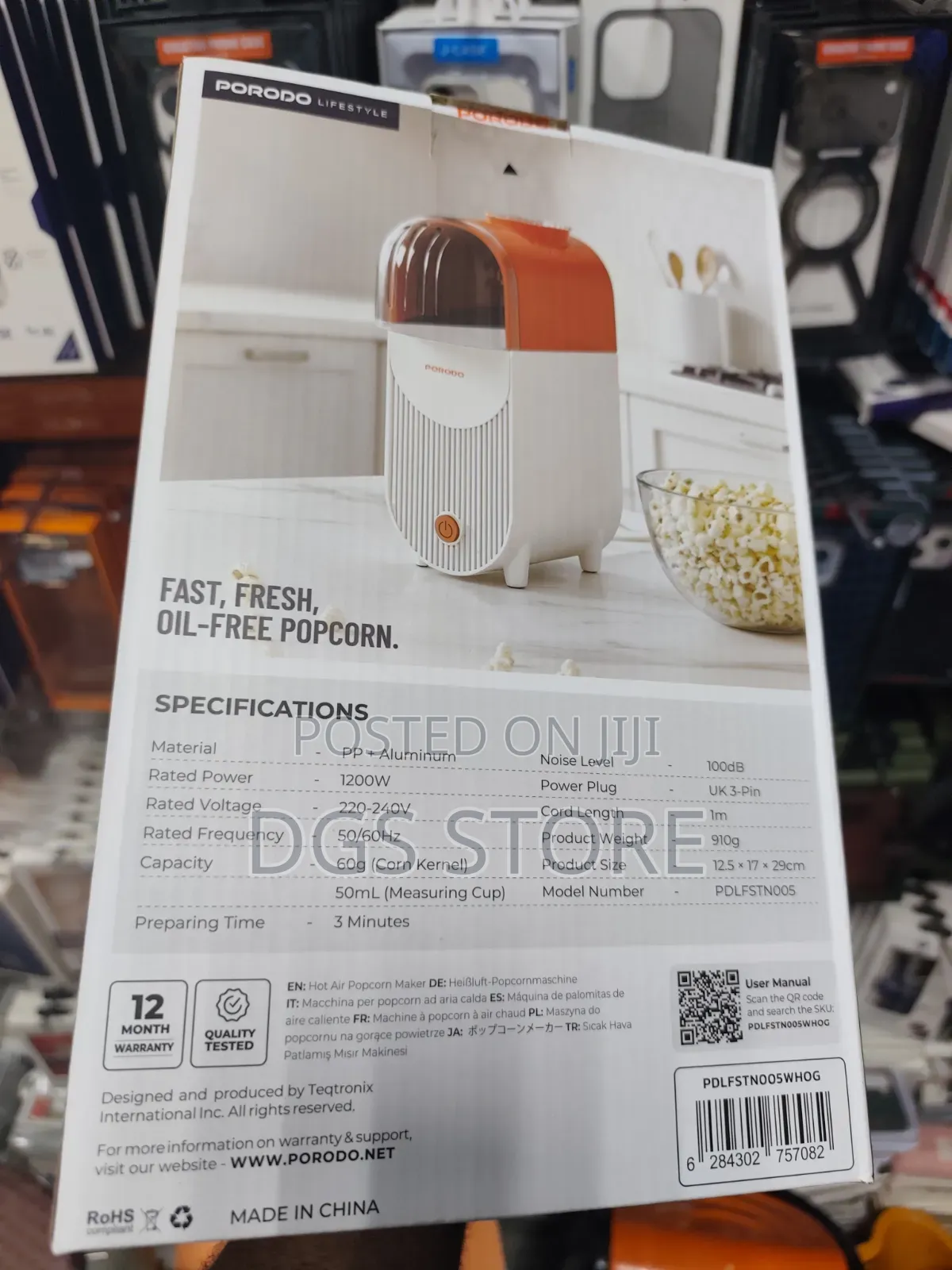 Porodo Popper Hot Air Popcorn Maker