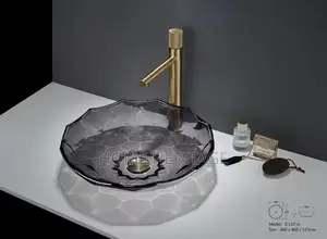 Luxury Crystal Glass Countertop Wash Hand Basin Bowl Black Colour