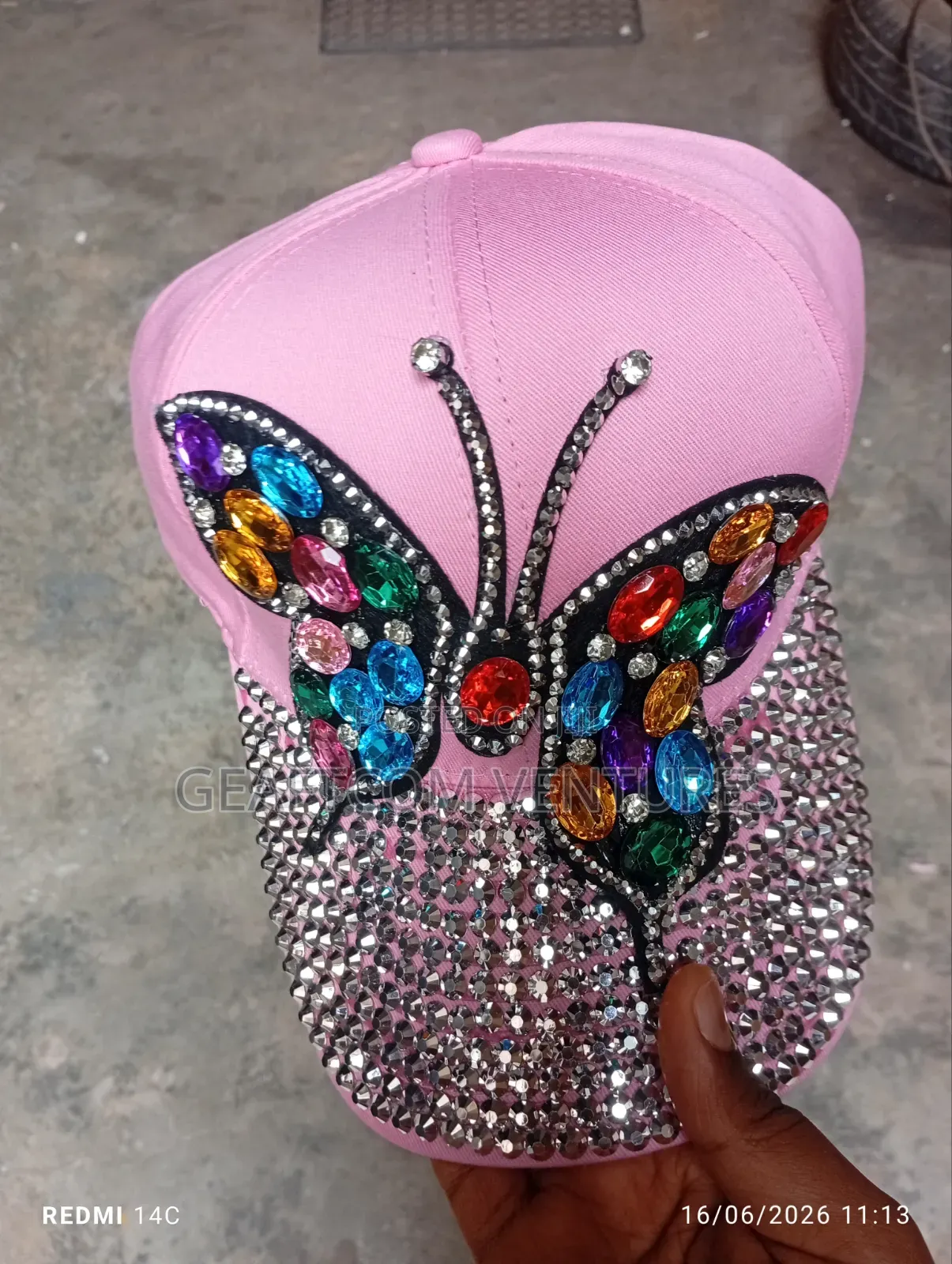 Quality Butterfly Beaded Face Cap