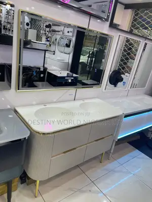 Modern Fluted Double-Sink Bathroom Vanity Set