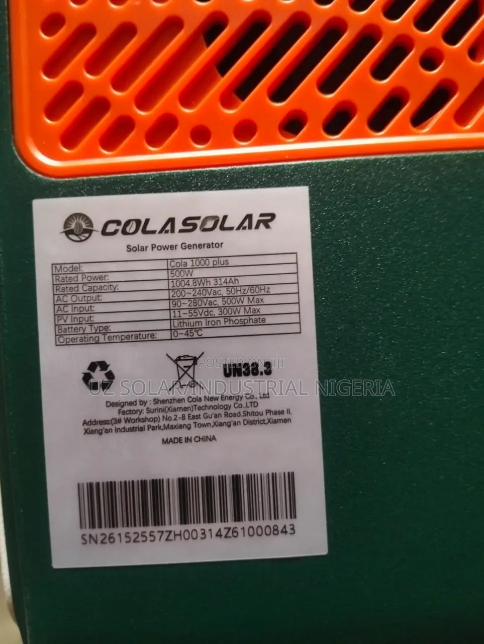 Colar 1kwh (500w) Solar Generator