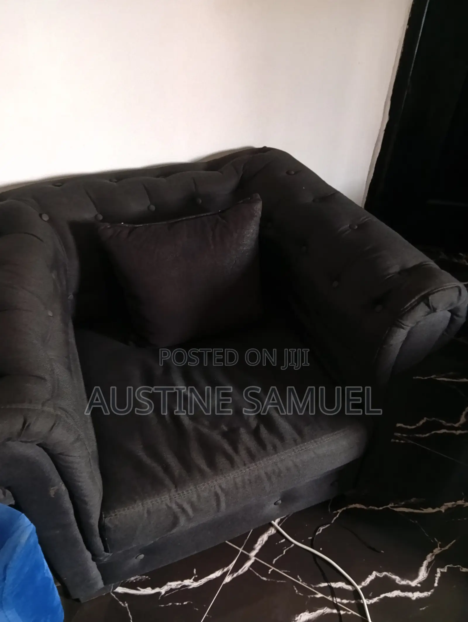 Black Sofa Set: Double Seater Single Chair