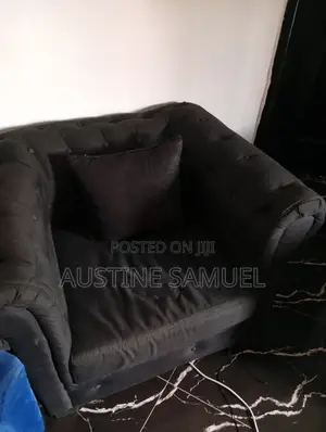 Black Sofa Set: Double Seater Single Chair