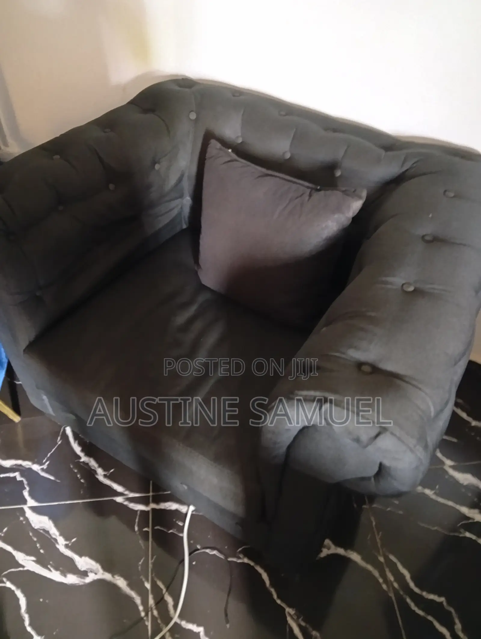 Black Sofa Set: Double Seater Single Chair
