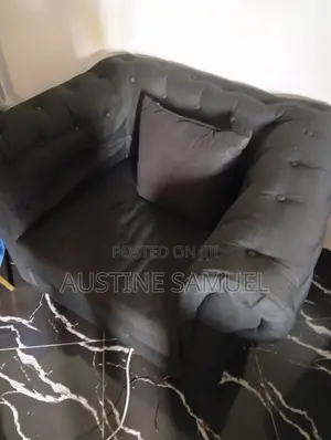 Black Sofa Set: Double Seater Single Chair