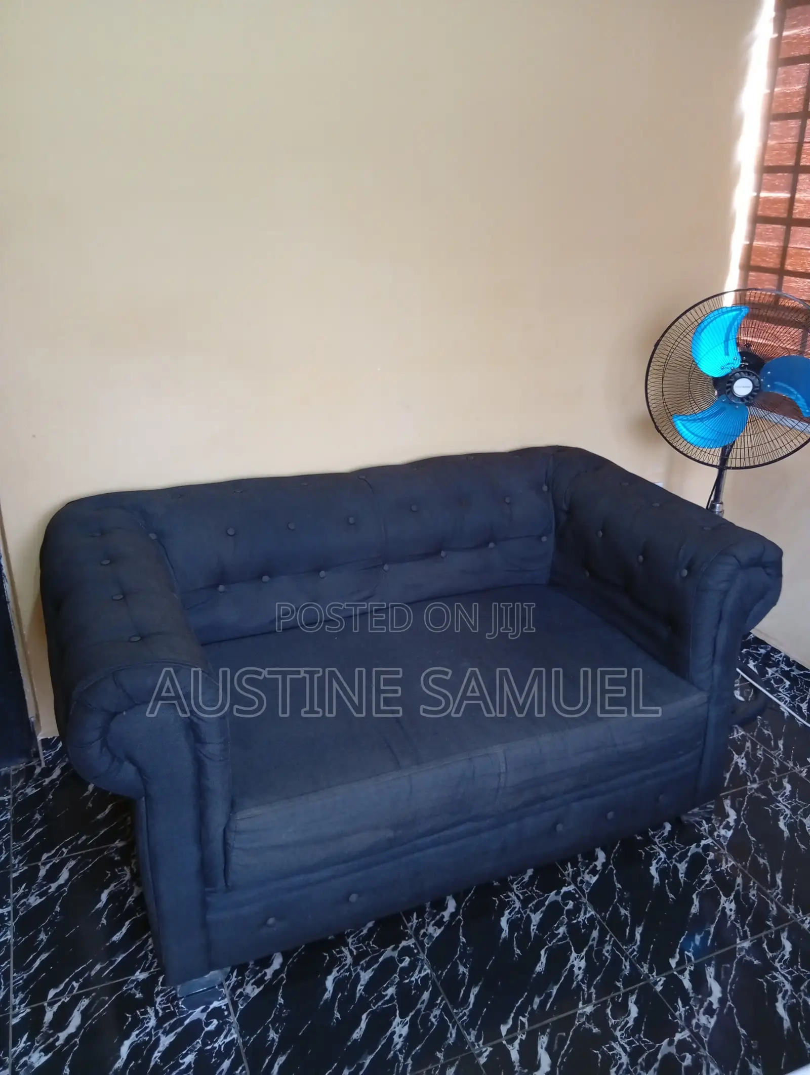 Black Sofa Set: Double Seater Single Chair