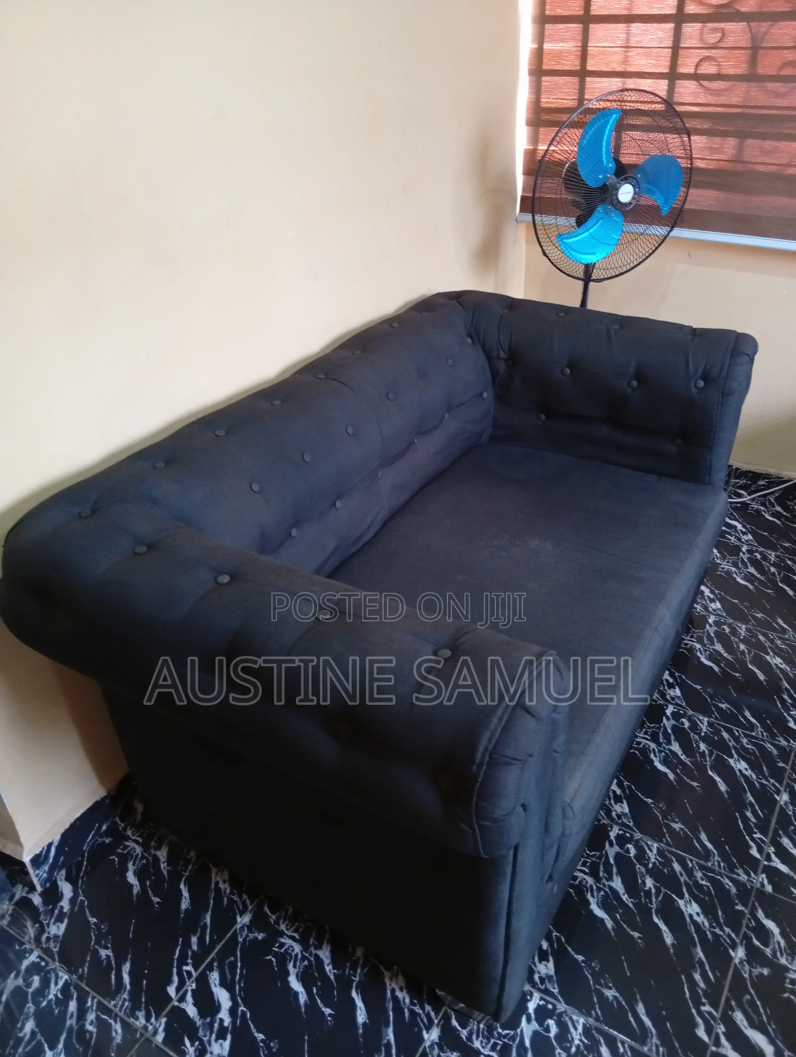 Black Sofa Set: Double Seater Single Chair