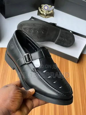 Men's Classic Black Monk Strap Leather Shoes