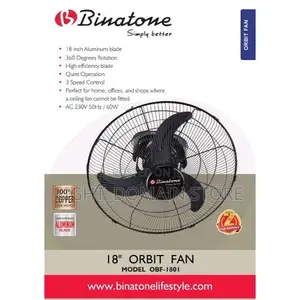Binatone 18 Inches Aluminum Blade Orbit Fan Obf-1801- Black