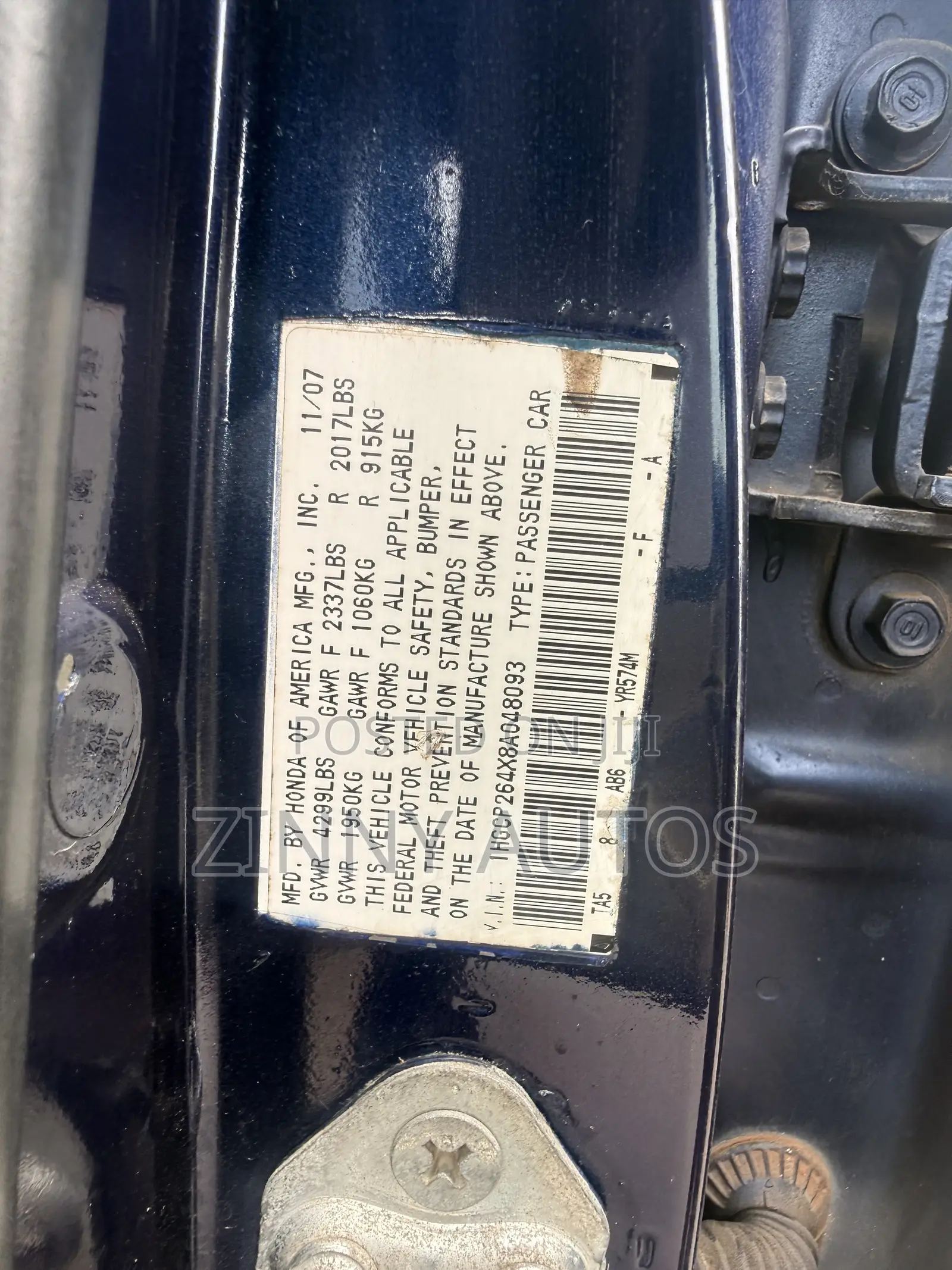 Honda Accord 2008 Blue
