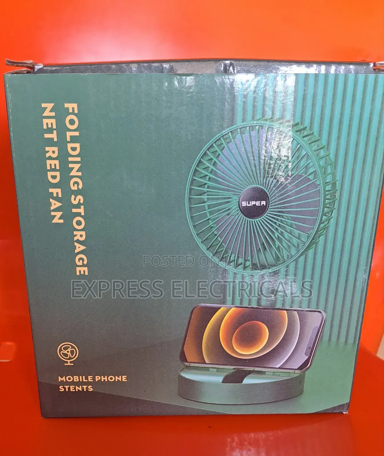 Folding Rechargeable Table Fan With Storage Base, Adjustable Angle