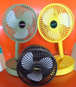 Folding Rechargeable Table Fan With Storage Base, Adjustable Angle