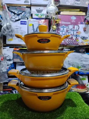 Dzire Premium 4-Piece Non-Stick Cookware Pot Set – Vibrant Yellow