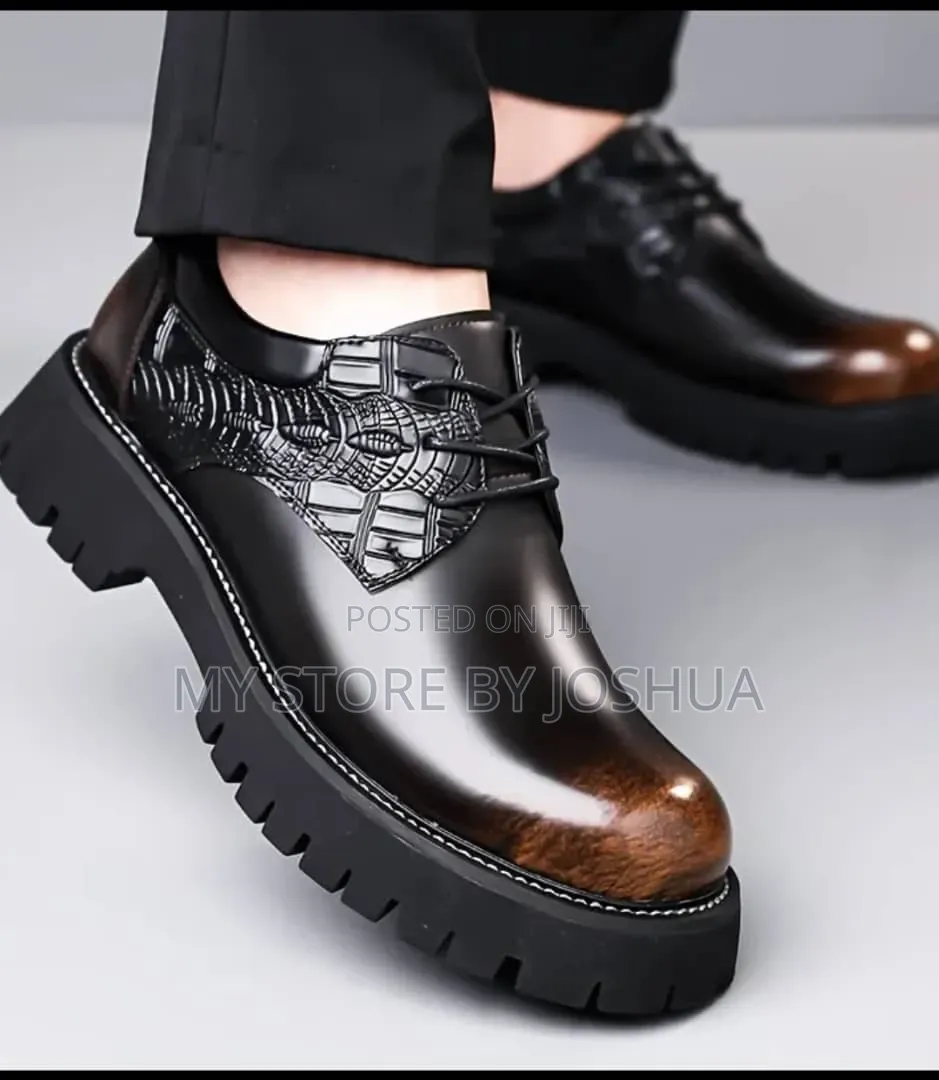 Textured Leather Chunky Platform Derby Shoe