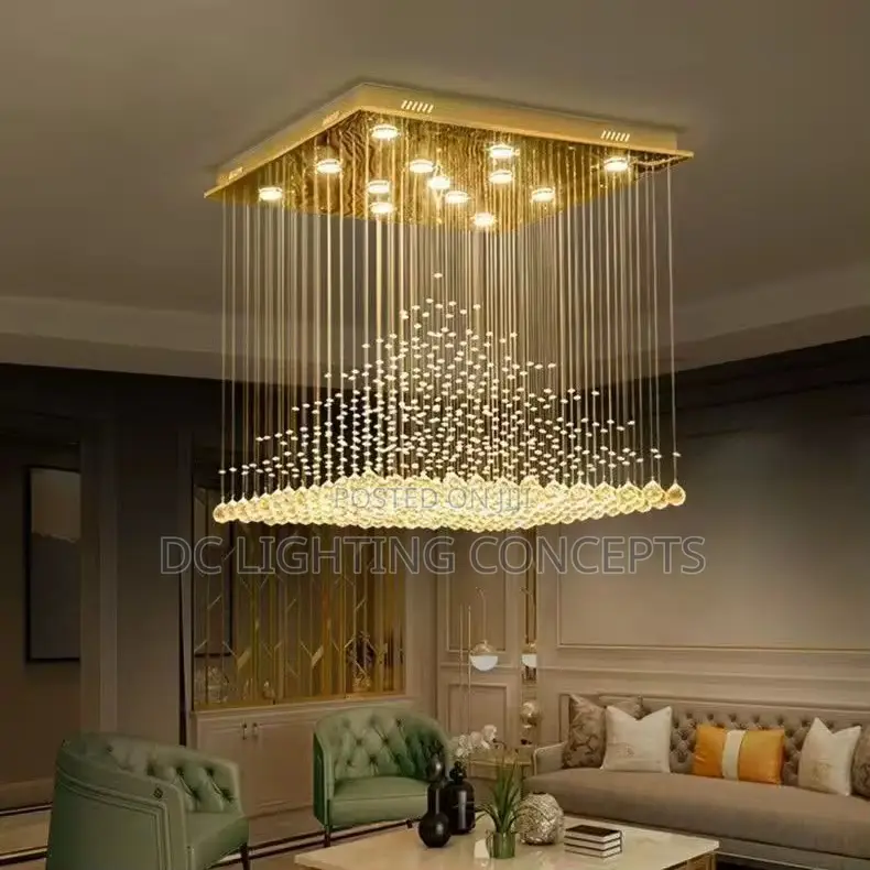 Modern Simple Rectangular Crystal Chandelier
