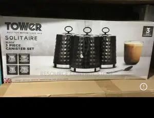 Tower Solitaire Set of 3 Canisters in Black