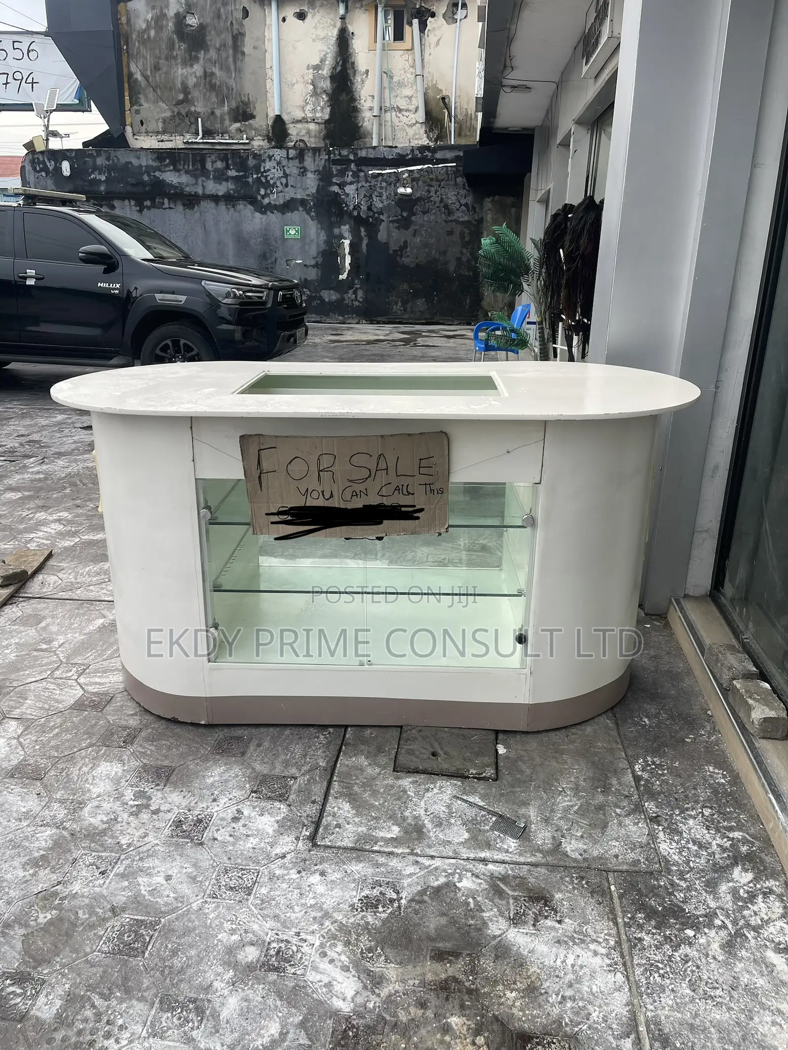 Glass Reception Counter Table