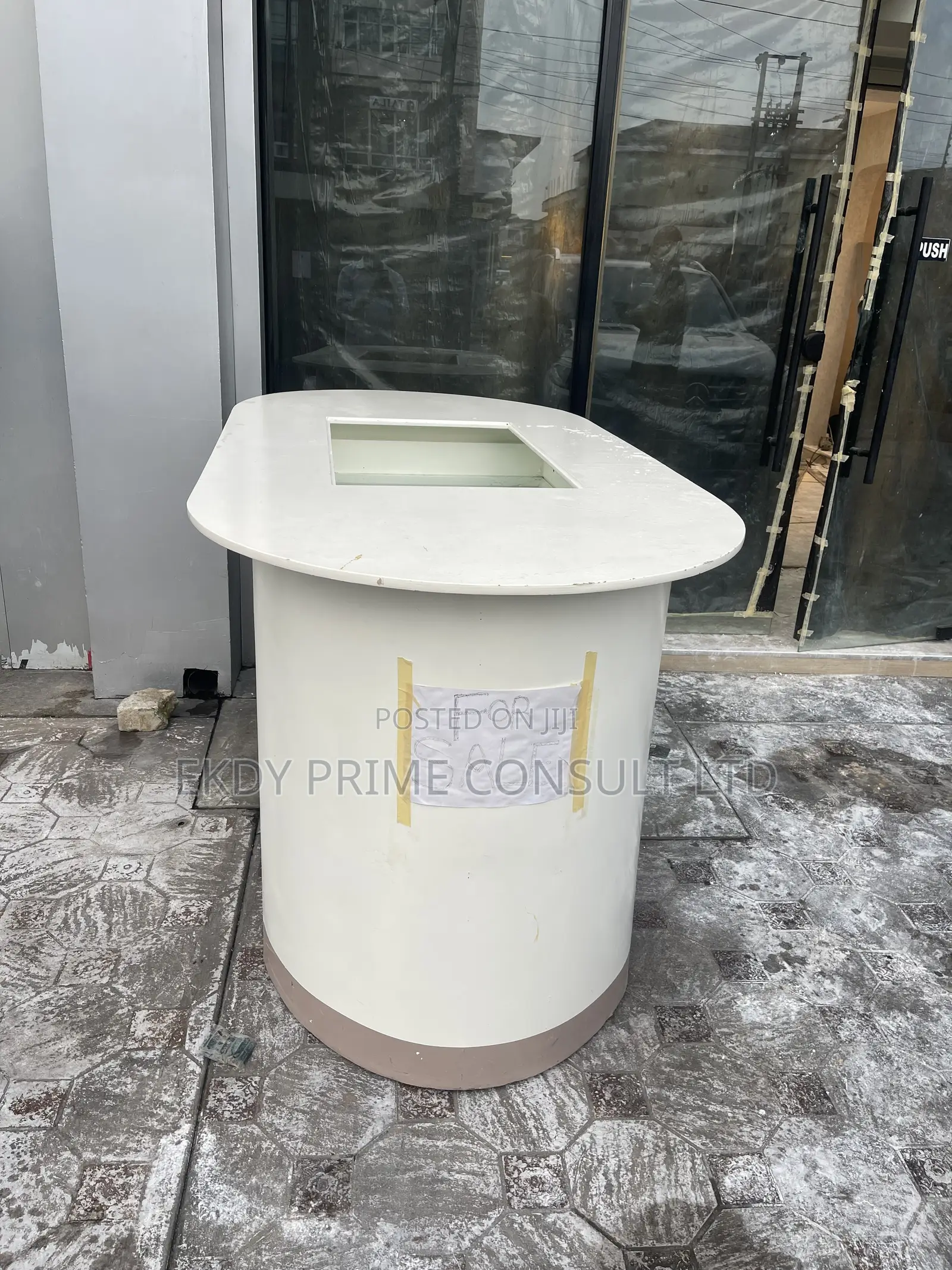 Glass Reception Counter Table