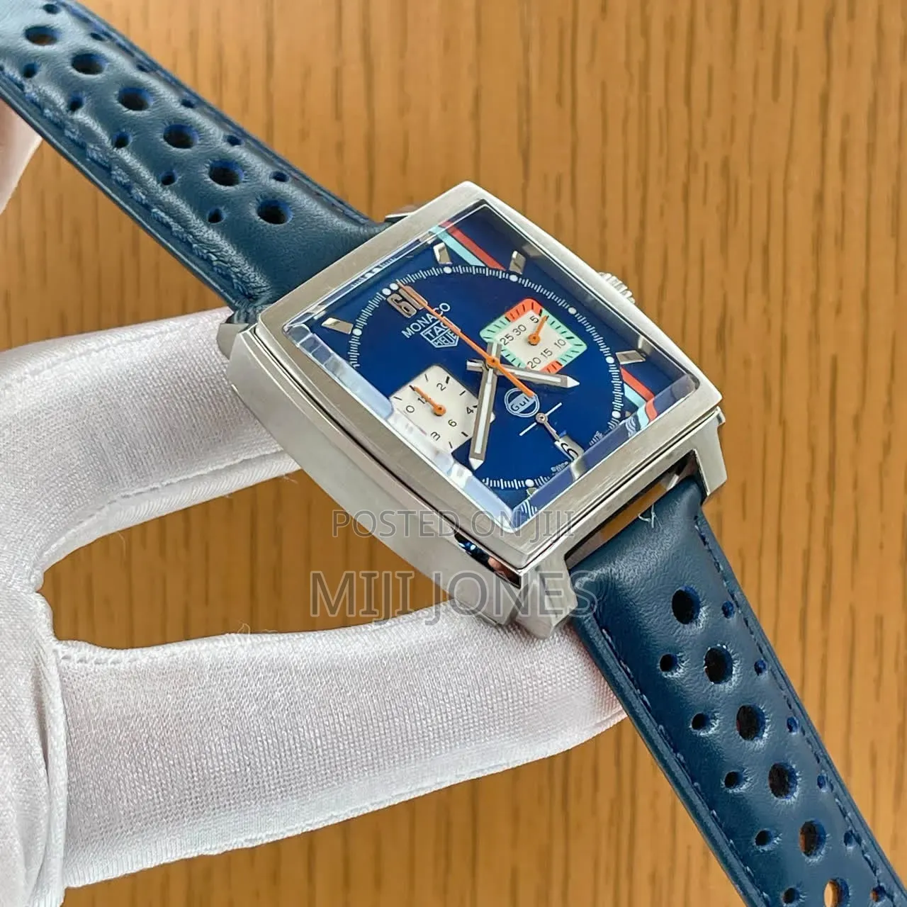 Monaco Tag Heuer Inspired Leather Watch