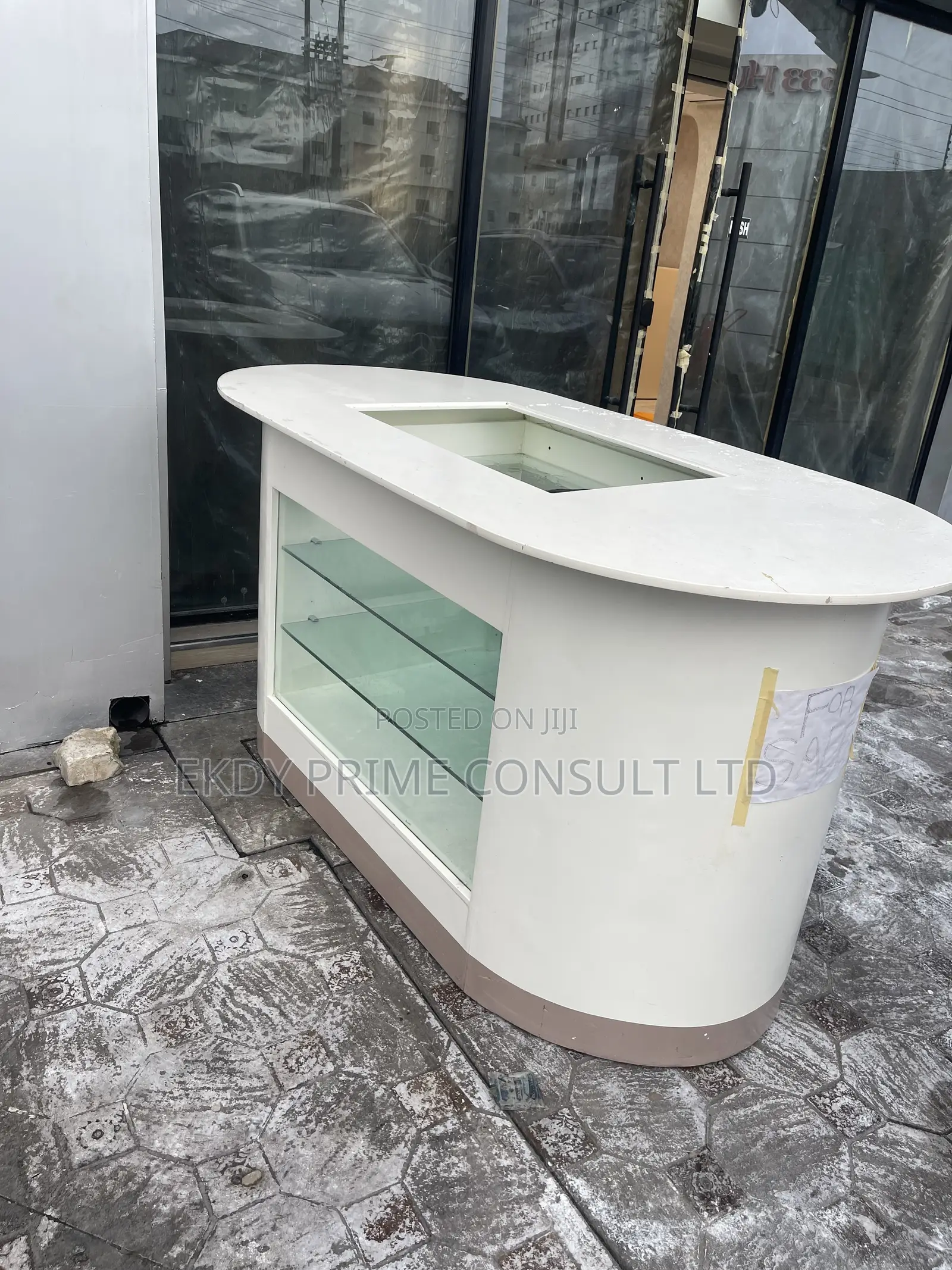 Glass Reception Counter Table