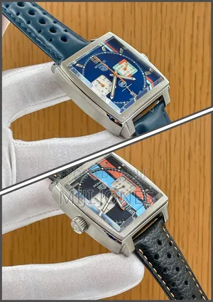Monaco Tag Heuer Inspired Leather Watch