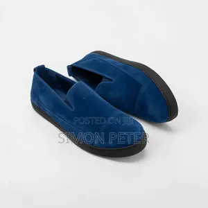 Blue Leather Slip -on Shoe Loafers