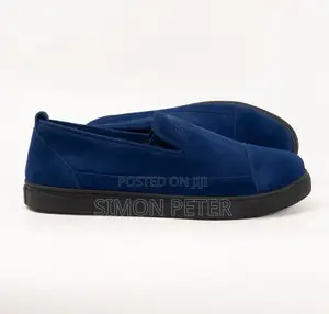 Blue Leather Slip -on Shoe Loafers
