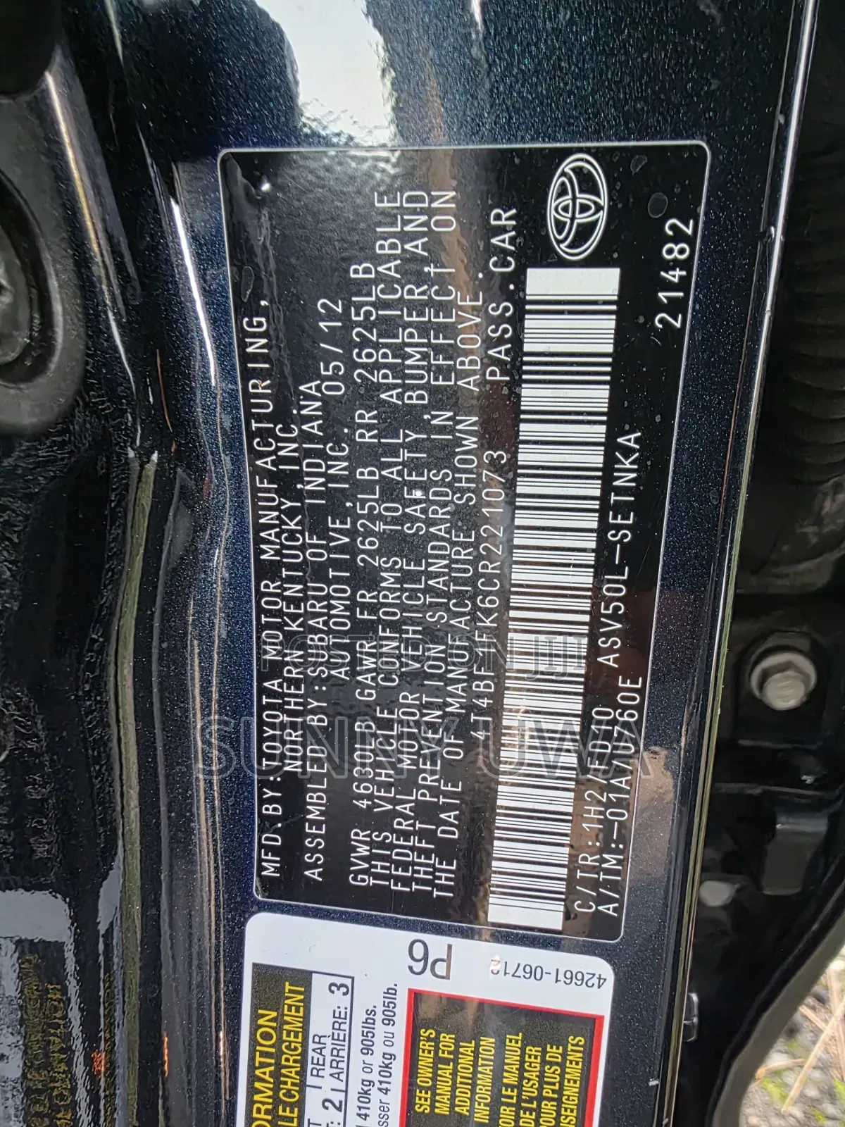 Toyota Camry 2012 Black