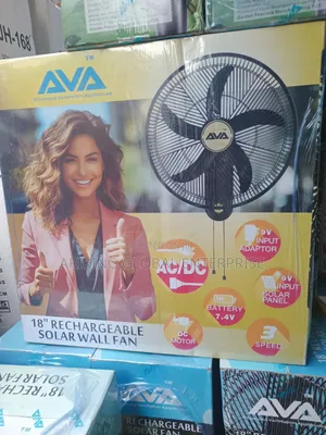 18-Inch Rechargeable Solar Wall Fan Ac/Dc, 3 Speed, Long Battery Life