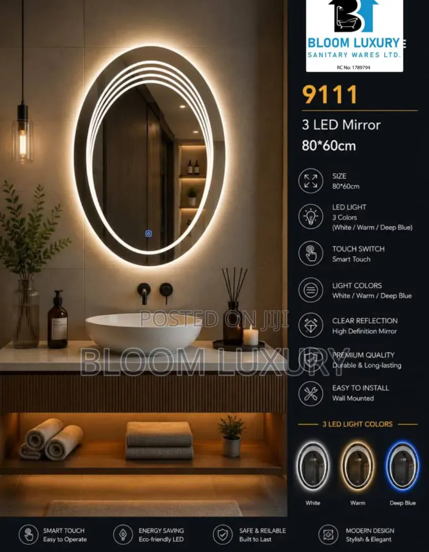 Quality 2 Design Led Mirror 3 Colour Light.