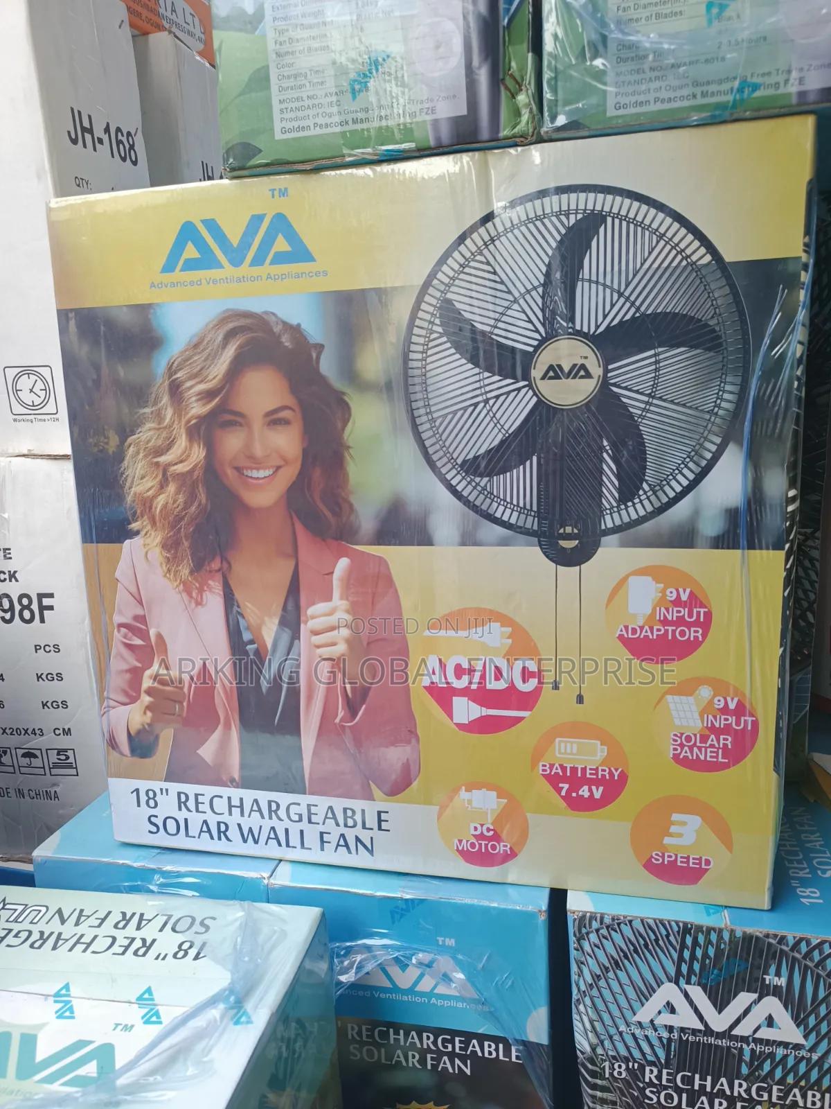 Powerful 18-Inch Ava Rechargeable Fan – Ac/Dc Solar Compatible