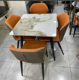 Orange 4 Seater Marble Dinning Table