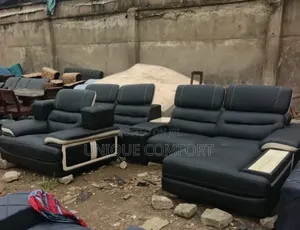 Imported Executive L Shape Leather Sofa With Single Seater