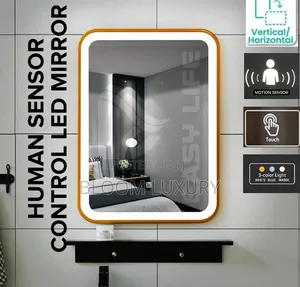 80×60cm Black and Gold Human Sensor Led Mirror