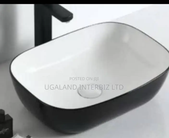 Modern Black White Vessel Basin