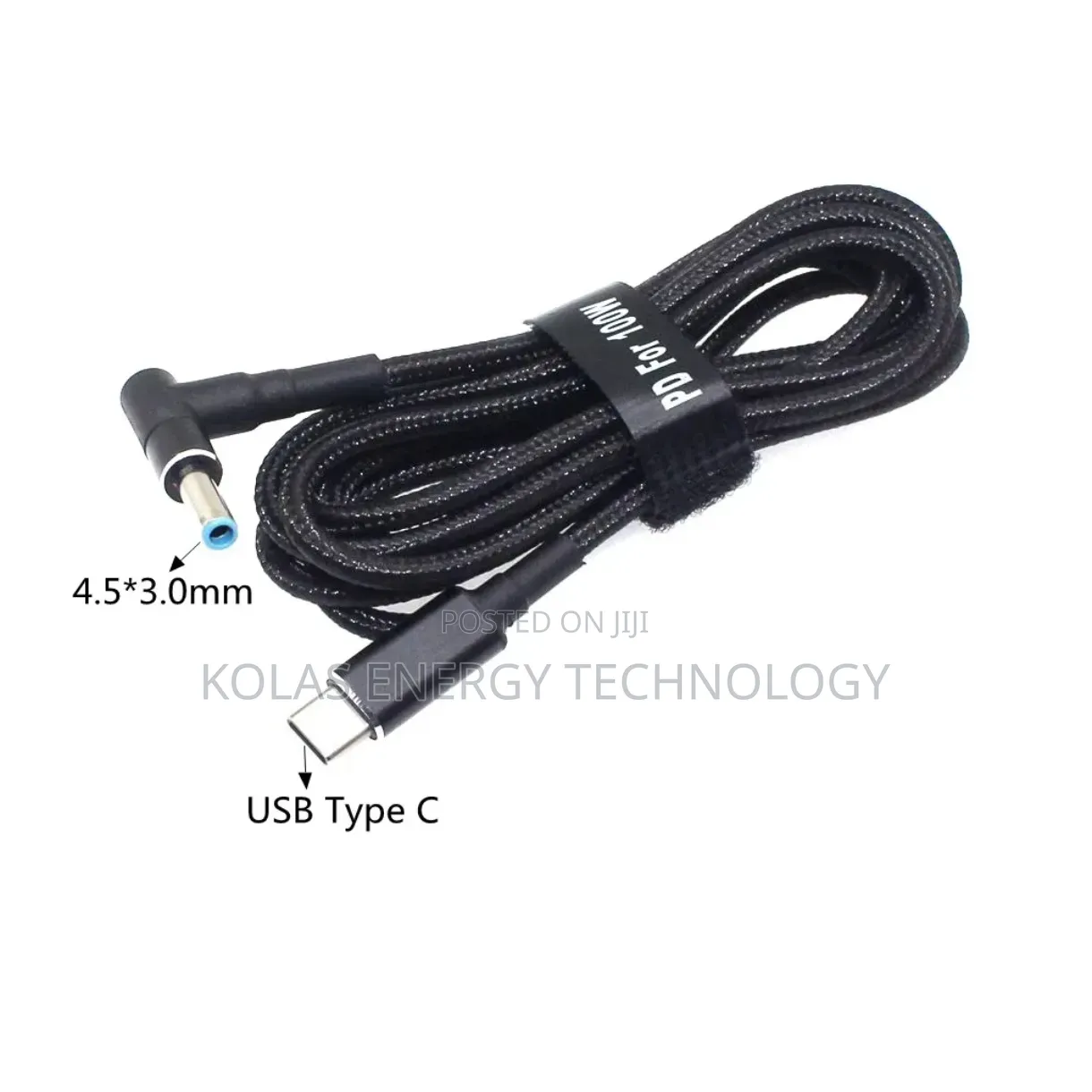 100w USB Type-C Laptop Power Cable for HP 4.5x3.0mm