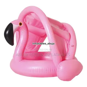 Kids Flamingo Design Swimming Float With Removable Shade