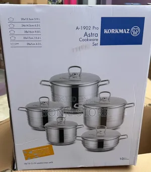 10pcs Korkmaz High Quality Astra Cookware Stainless Steel Pot Set