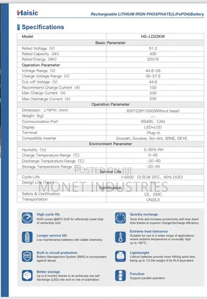22kwh 51.2v Haisic Lithium Battery