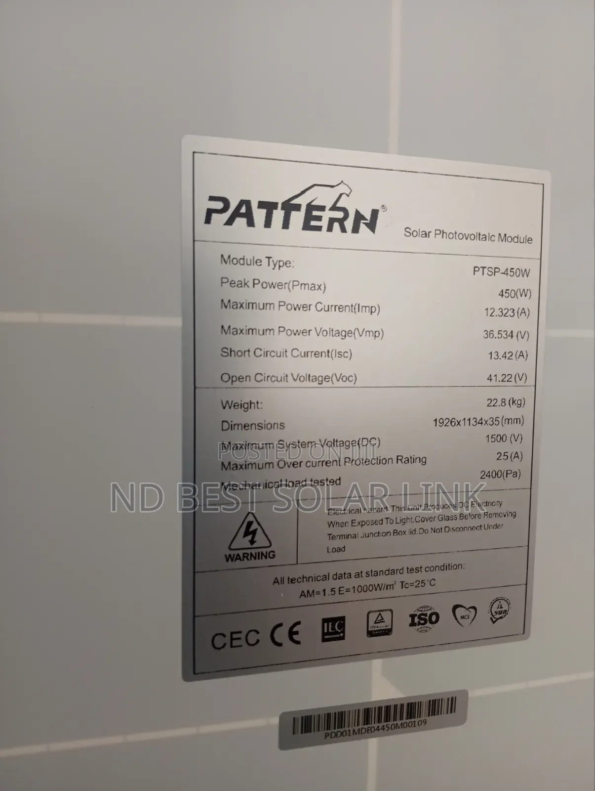 450watts Pattern Half Cut Monofecial Solar Panel