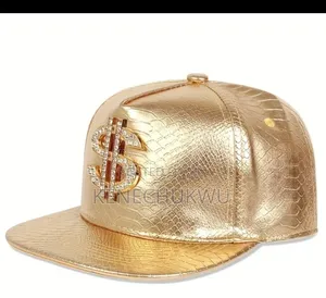 A Baseball Cap Decorated With Rhinestone Metal Logo