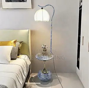 Long Stylish Standing Side Lamp With Mini Marble Design Table