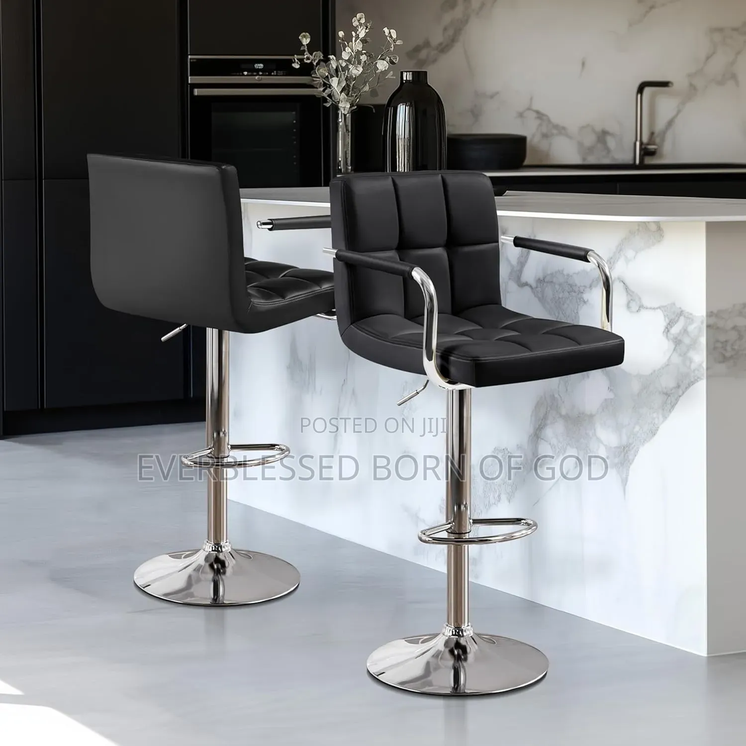 A Sleek Chrome Base Modern Bar Stool