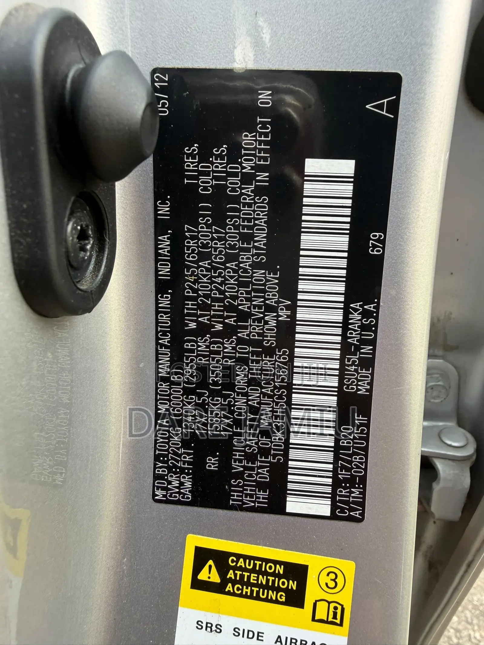 Toyota Highlander Limited 2012 Silver