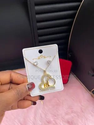 Non-Tanish Luxury Stainless Steel Necklace Earrings Set,