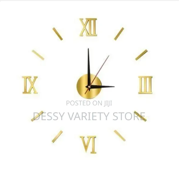 40cm Diy 3d Mirror Wall Clock, Silent Non-Ticking Sticker Clock