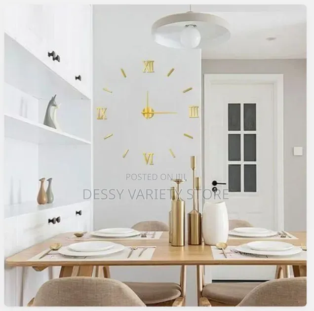 40cm Diy 3d Mirror Wall Clock, Silent Non-Ticking Sticker Clock