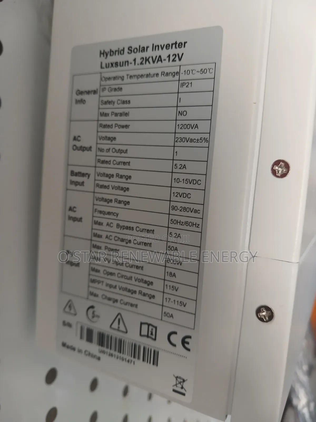 1.2kva Luxsun Hybrid Inverter